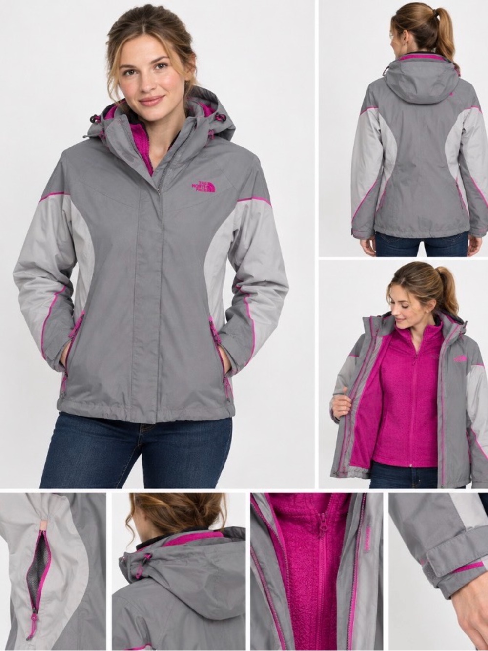 The North Face Women’s XS 3-in-1 Jacket – Gray & Pin
